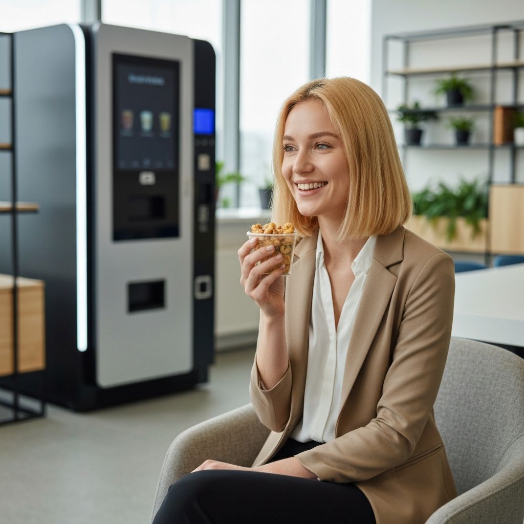 Person enjoying a snack from ByteBite vending